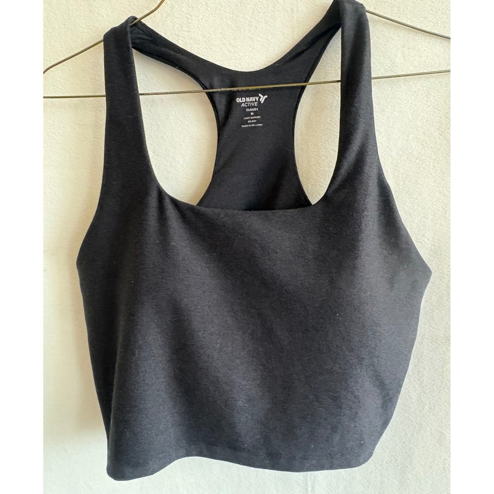 Old Navy Active Cloud+ Longline Sports Bra Black Racerback Light Support Size M